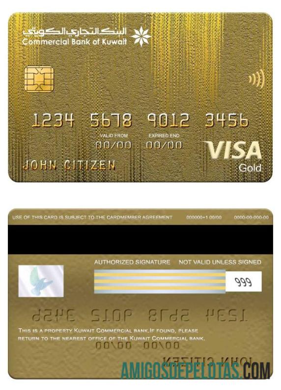 Kuwait Commercial Bank Visa Gold Card Visa Gold Card real example
